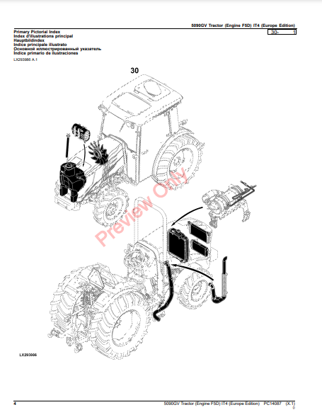 JOHN DEERE 5090GV TRACTOR (ENGINE F5D) IT4 (EUROPE EDITION) PC14087 - PARTS CATALOG MANUAL