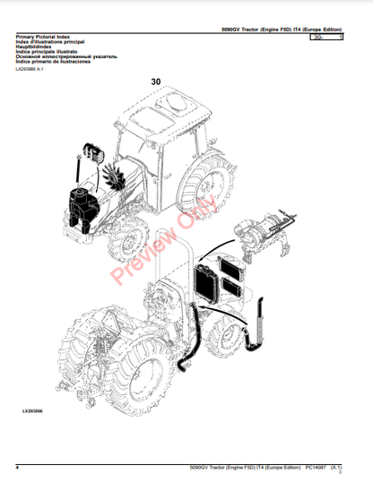 JOHN DEERE 5090GV TRACTOR (ENGINE F5D) IT4 (EUROPE EDITION) PC14087 - PARTS CATALOG MANUAL