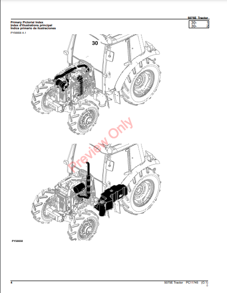 JOHN DEERE 5075E - TRACTOR \ 5075E TRACTOR (IT4) (9X3 TSS TRANSMISSION W/CAB AND OOS (12X12 PR TRANSMISSION W/CAB AND OOS (NORTH AMERICA EDITION) PC11745 - PARTS CATALOG MANUAL