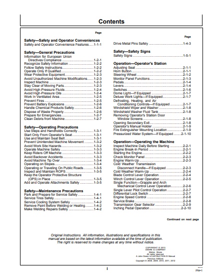 OMT229061 - JOHN DEERE 540GIII,548GIII,360D (G SERIES III, D SERIES) Forestry Skidders OPERATOR MANUAL