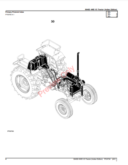 JOHN DEERE 5045D 4WD V3 TRACTOR (INDIAN EDITION) PC4734 - PARTS CATALOG MANUAL