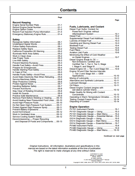 OPERATOR MANUAL - JOHN DEERE 4.5L,4045,4045HF280,4045TF280,4045TF290 (POWERTECH™ M) Construction Engine OMRG37708