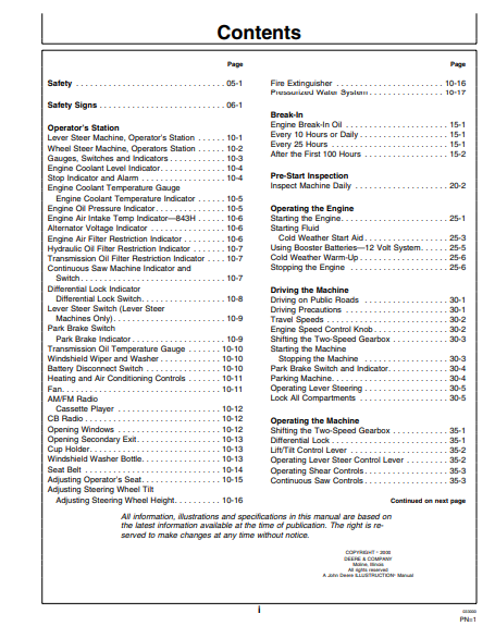 OMT184691 - JOHN DEERE 643H,843H (43 SERIES) Forestry Wheeled Feller Bunchers OPERATOR MANUAL