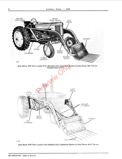 JOHN DEERE 45W FARM LOADER PC549 - PARTS CATALOG MANUAL