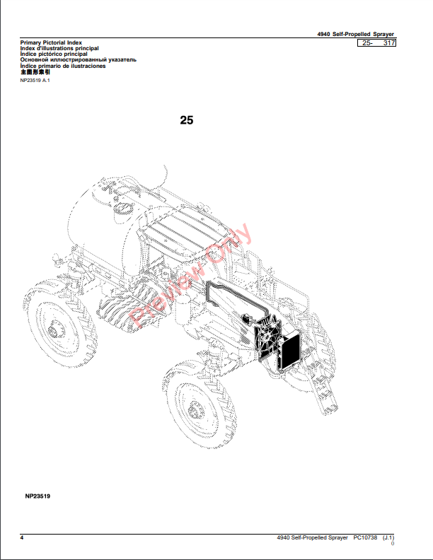 JOHN DEERE 4940 SELF-PROPELLED SPRAYER PC10738 - PARTS CATALOG MANUAL