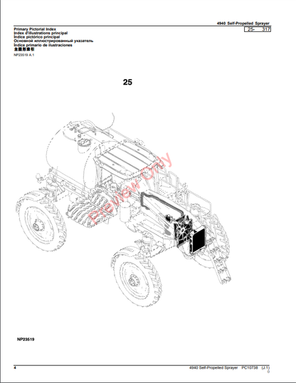 JOHN DEERE 4940 SELF-PROPELLED SPRAYER PC10738 - PARTS CATALOG MANUAL