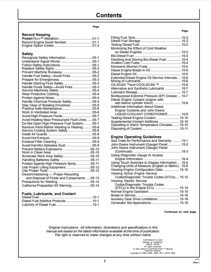 OPERATOR MANUAL - JOHN DEERE 12.5L (POWERTECH) Construction Engine OMRG28994