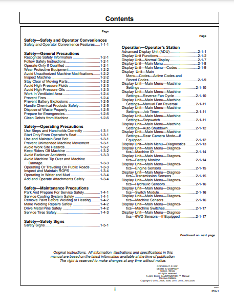 OPERATOR MANUAL - JOHN DEERE 770G,770GP,772G,772GP (G SERIES) Construction Motor Grader OMT251544