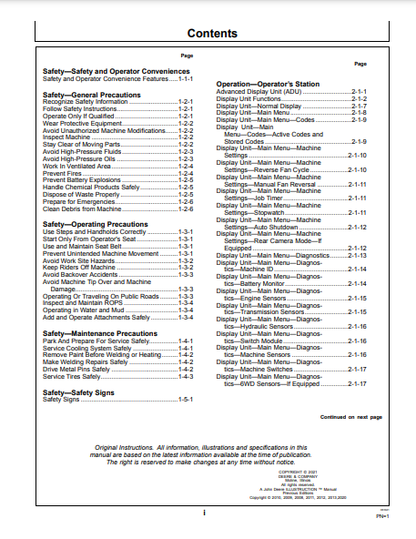 OPERATOR MANUAL - JOHN DEERE 770G,770GP,772G,772GP (G SERIES) Construction Motor Grader OMT251544