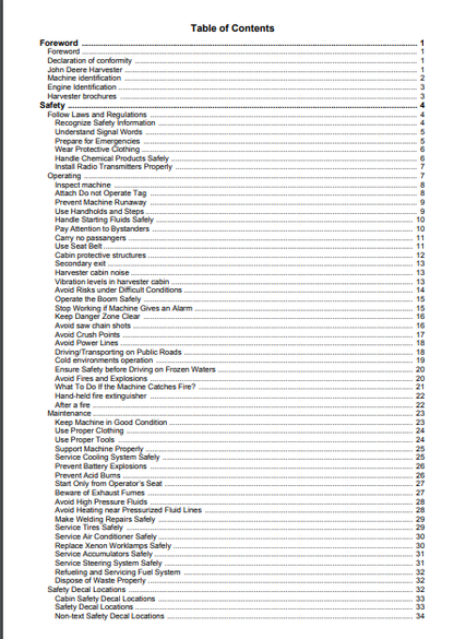 F074145 - JOHN DEERE 1270E T3,1470E T3, (E SERIES) Forestry Wheeled Harvesters OPERATOR MANUAL