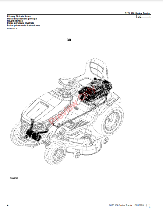 JOHN DEERE S170 100 SERIES TRACTOR PC13995 - PARTS CATALOG MANUAL