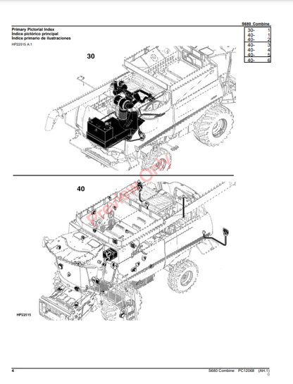 JOHN DEERE S680 COMBINE (SOUTH AMERICA EDITION) PC12068 - PARTS CATALOG MANUAL