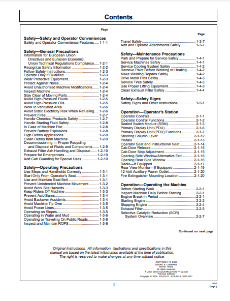 OPERATOR MANUAL - JOHN DEERE 370E,410E,460E (0) Construction Articulated Dump Truck OMT329825X19