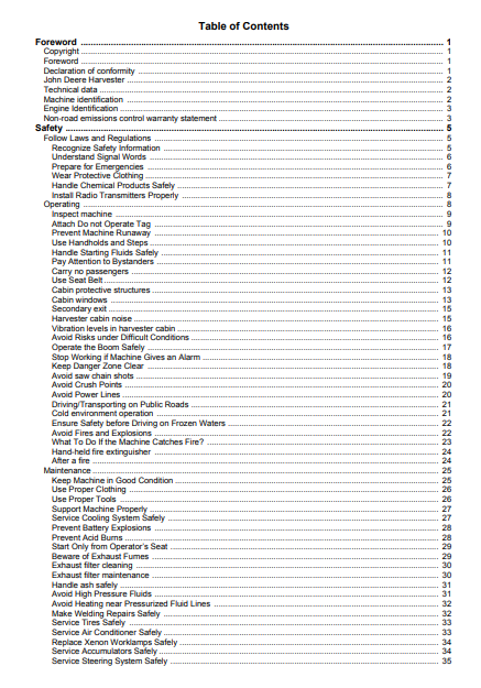 F674311 - JOHN DEERE 1270E IT4 8W,1270E IT4 6W (E SERIES) Forestry Wheeled Harvesters  OPERATOR MANUAL