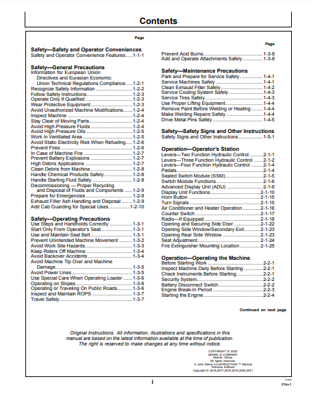 OPERATOR MANUAL - JOHN DEERE 544K SERIES II (0) Construction Loader OMT387131X19