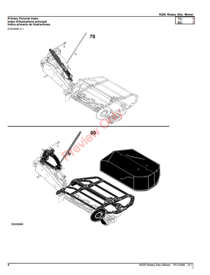 JOHN DEERE R200 ROTARY DISC MOWER PC12484 - PARTS CATALOG MANUAL