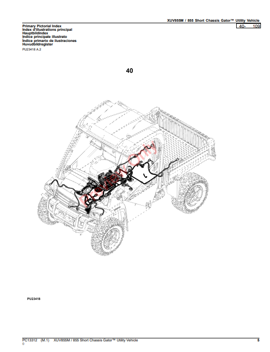 JOHN DEERE XUV855M / 855 SHORT CHASSIS GATOR UTILITY VEHICLE PC13312 - PARTS CATALOG MANUAL