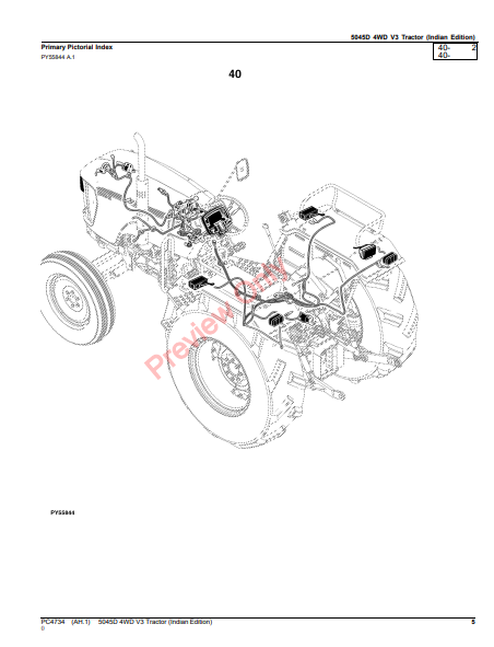 JOHN DEERE 5045D 4WD V3 TRACTOR (INDIAN EDITION) PC4734 - PARTS CATALOG MANUAL