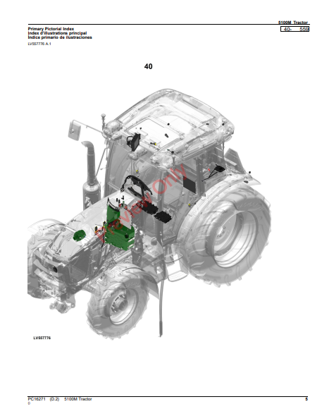 JOHN DEERE 5100M TRACTOR PC16271 - PARTS CATALOG MANUAL