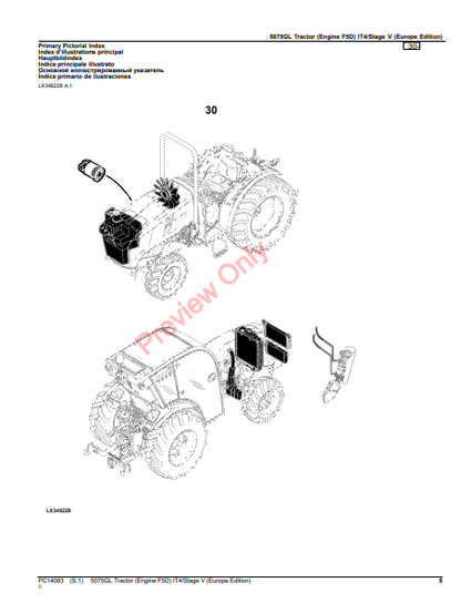 JOHN DEERE 5075GL TRACTOR (ENGINE F5D) IT4/STAGE V (EUROPE EDITION) PC14083 - PARTS CATALOG MANUAL