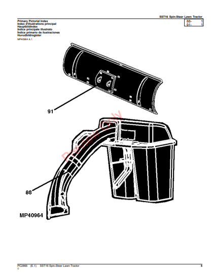 JOHN DEERE SST16 SPIN-STEER LAWN TRACTOR PC2865 - PARTS CATALOG MANUAL