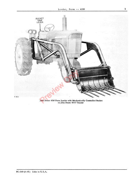 JOHN DEERE 45W FARM LOADER PC549 - PARTS CATALOG MANUAL