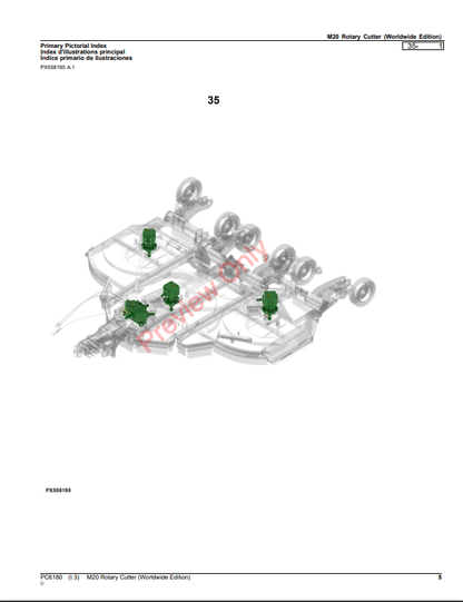 JOHN DEERE M20 ROTARY CUTTER PC6180 - PARTS CATALOG MANUAL