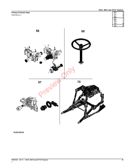 JOHN DEERE 5415, 5615, 5715 TRACTOR PC6103 - PARTS CATALOG MANUAL