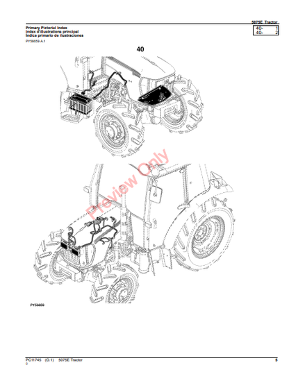 JOHN DEERE 5075E - TRACTOR \ 5075E TRACTOR (IT4) (9X3 TSS TRANSMISSION W/CAB AND OOS (12X12 PR TRANSMISSION W/CAB AND OOS (NORTH AMERICA EDITION) PC11745 - PARTS CATALOG MANUAL