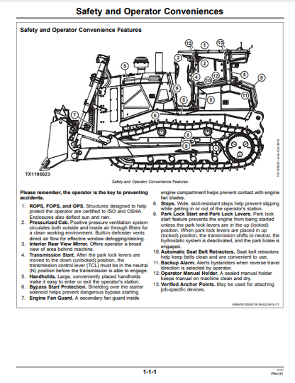 OPERATOR MANUAL - JOHN DEERE 1050K CONSTRUCTION CRAWLER DOZER OMT312911X19