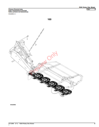 JOHN DEERE R200 ROTARY DISC MOWER PC12484 - PARTS CATALOG MANUAL