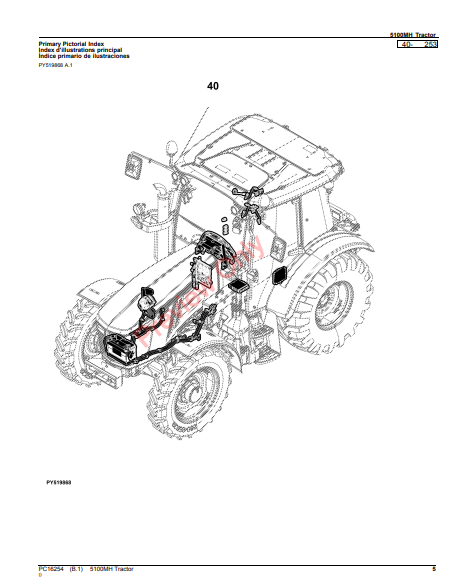 JOHN DEERE 5100MH TRACTOR PC16254 - PARTS CATALOG MANUAL