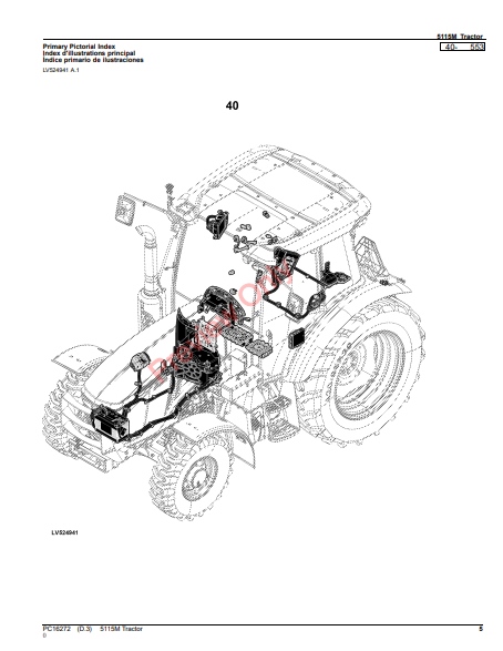 JOHN DEERE 5115M TRACTOR PC16272 - PARTS CATALOG MANUAL