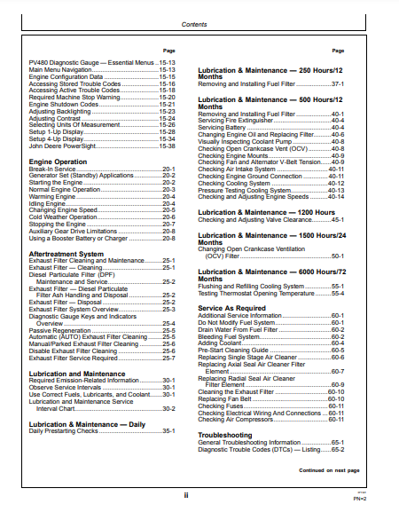 OPERATOR MANUAL - JOHN DEERE 2.9L,3029 Construction Engine OMRG39496