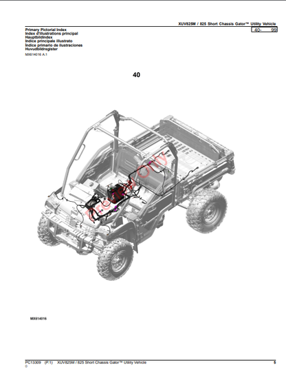 JOHN DEERE XUV825M / 825 SHORT CHASSIS GATOR UTILITY VEHICLE PC13309 - PARTS CATALOG MANUAL