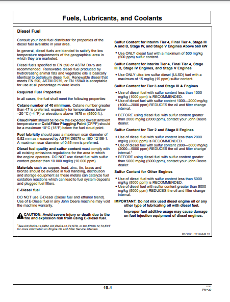 OPERATOR MANUAL - JOHN DEERE 2.9L,3029 Construction Engine OMRG39496