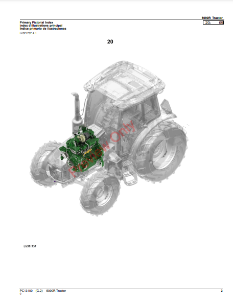 JOHN DEERE 5090R TRACTOR PC13100 - PARTS CATALOG MANUAL