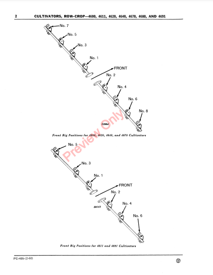 JOHN DEERE 4600 SERIES ROW-CROP CULTIVATORS PC495 - PARTS CATALOG MANUAL