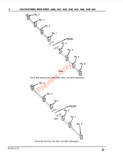 JOHN DEERE 4600 SERIES ROW-CROP CULTIVATORS PC495 - PARTS CATALOG MANUAL
