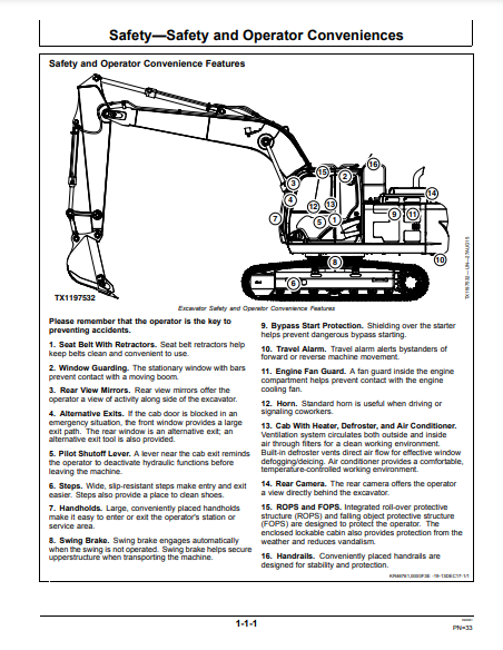 OPERATOR MANUAL - JOHN DEERE 200G (G SERIES) Construction Excavator OMT443618X019