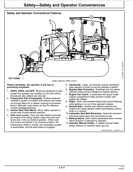 OPERATOR MANUAL - JOHN DEERE 450K,550K,650K Construction Crawler Dozer OMT378072X19