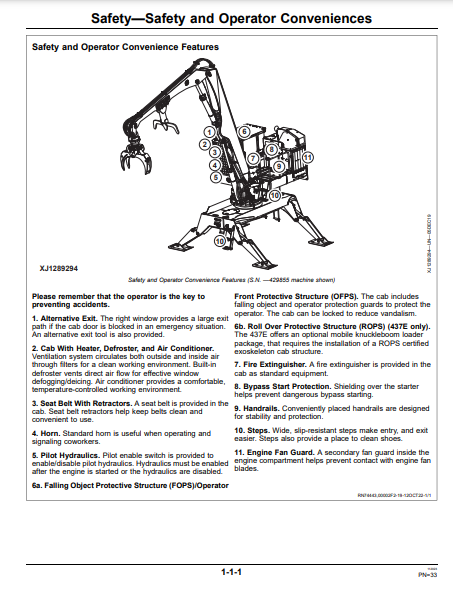 OPERATOR MANUAL - JOHN DEERE 337E,437E FORESTRY KNUCKLEBOOM LOADER OMT433263X019