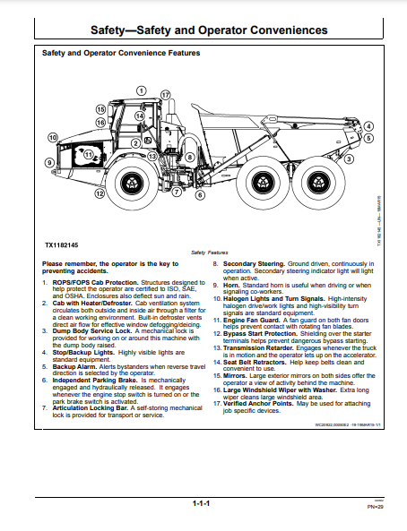 OPERATOR MANUAL - JOHN DEERE 370E,410E,460E (0) Construction Articulated Dump Truck OMT329825X19