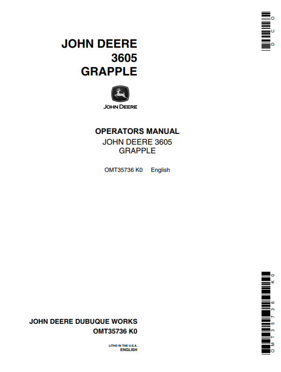 JOHN DEERE 3605 Construction Attachments OPERATOR MANUAL -  OMT35736_