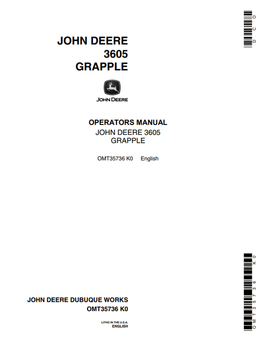 JOHN DEERE 3605 Construction Attachments OPERATOR MANUAL -  OMT35736_