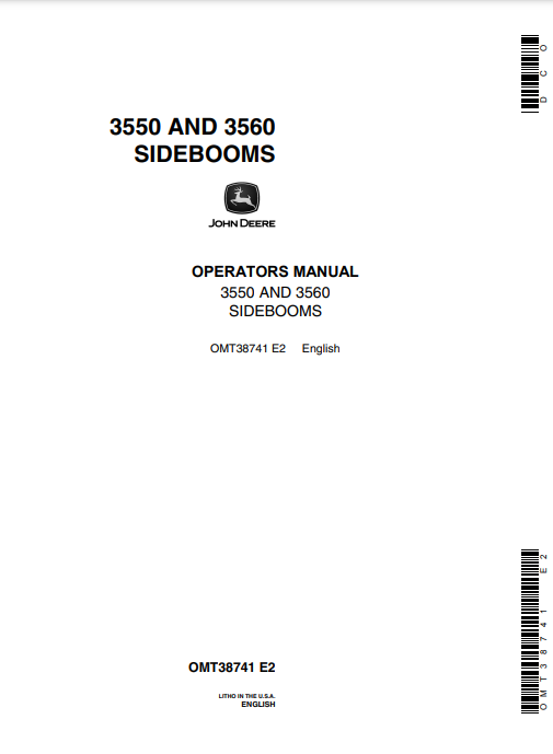 JOHN DEERE 3550, 3560 Construction Attachments OPERATOR MANUAL -  OMT38741