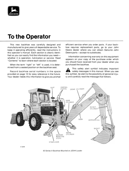 JOHN DEERE 480 Construction Forklifts OPERATOR MANUAL -  OMT34919