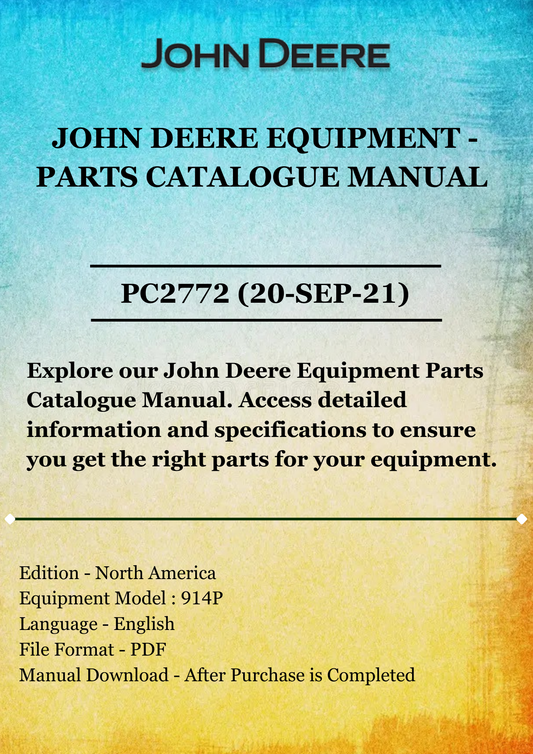 PARTS CATALOGS MANUAL - JOHN DEERE 914P BELT PICKUP PLATFORM PC2772 (20-SEP-21)