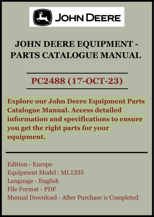 JOHN DEERE ML1335 (CD4045TF276 AND CD4045HF287) TELEHANDLER PC2488 - PARTS CATALOG MANUAL