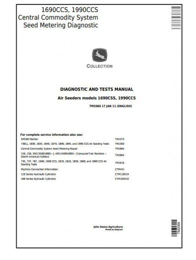 DIAGNOSTIC SERVICE MANUAL - JOHN DEERE 1690, 1890, 1990 SEED METERING CENTRAL COMMODITY SYSTEM TM2066